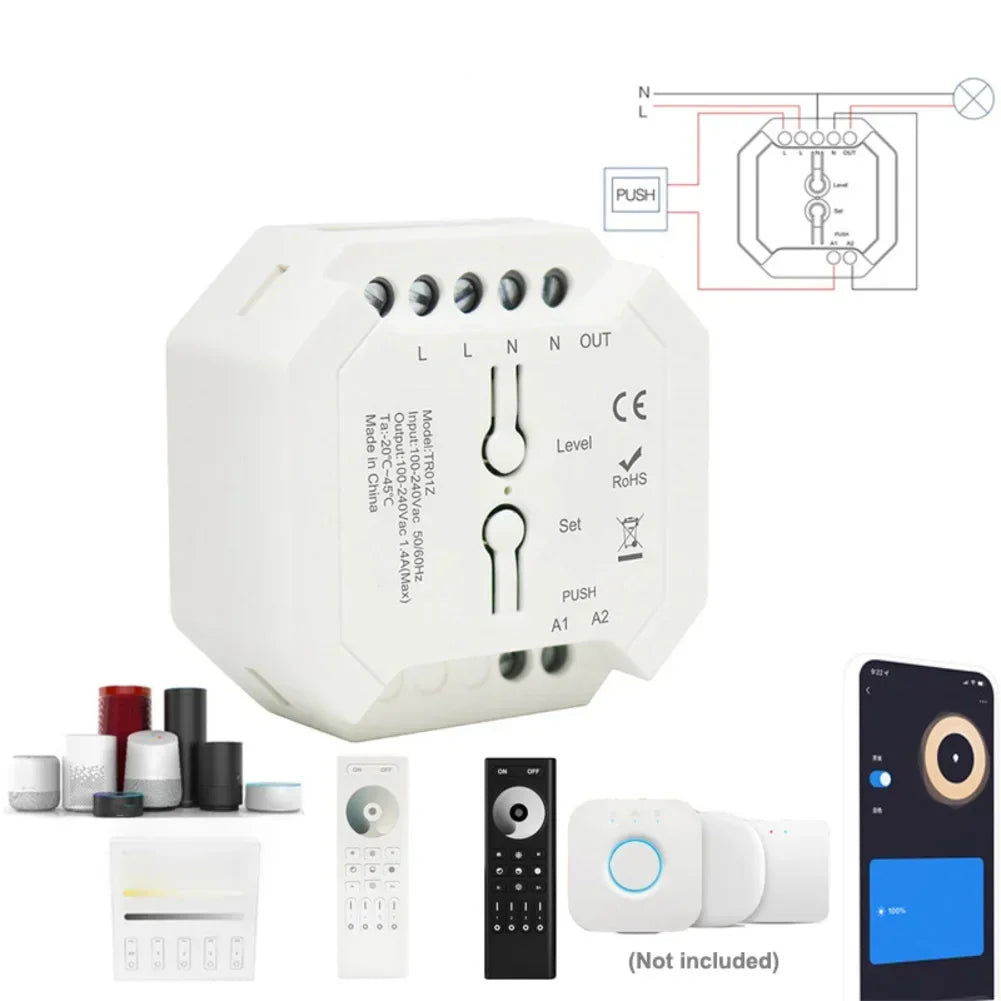 Wireless AC Triac Dimmer Switch 110–220V | Push & Remote