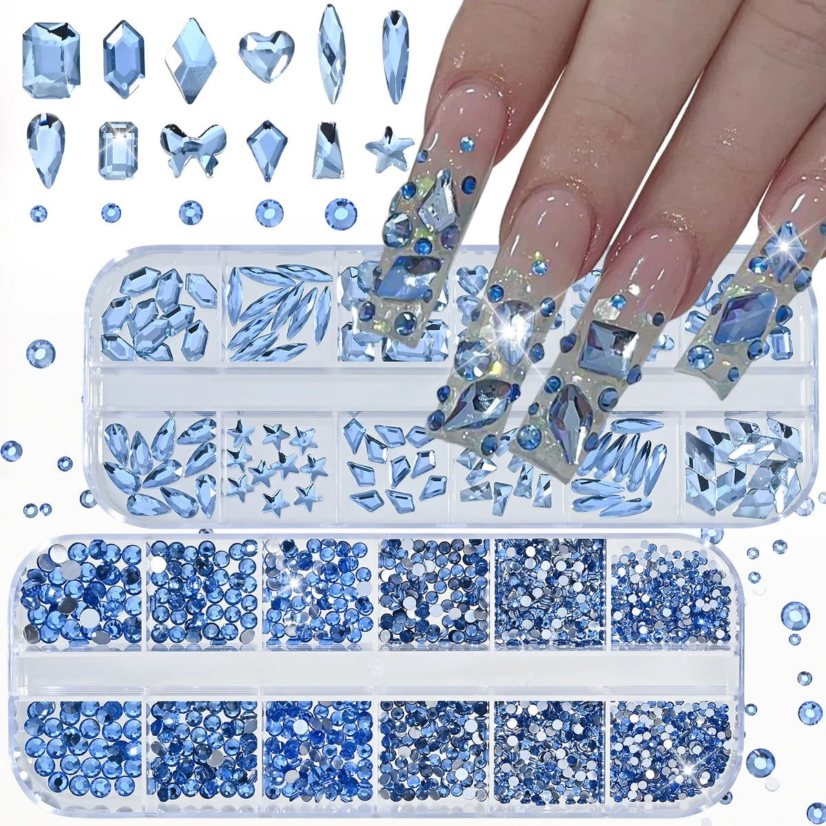AB Sparkling Nail Rhinestones 2-Box Mixed Shapes – MAFANAILS