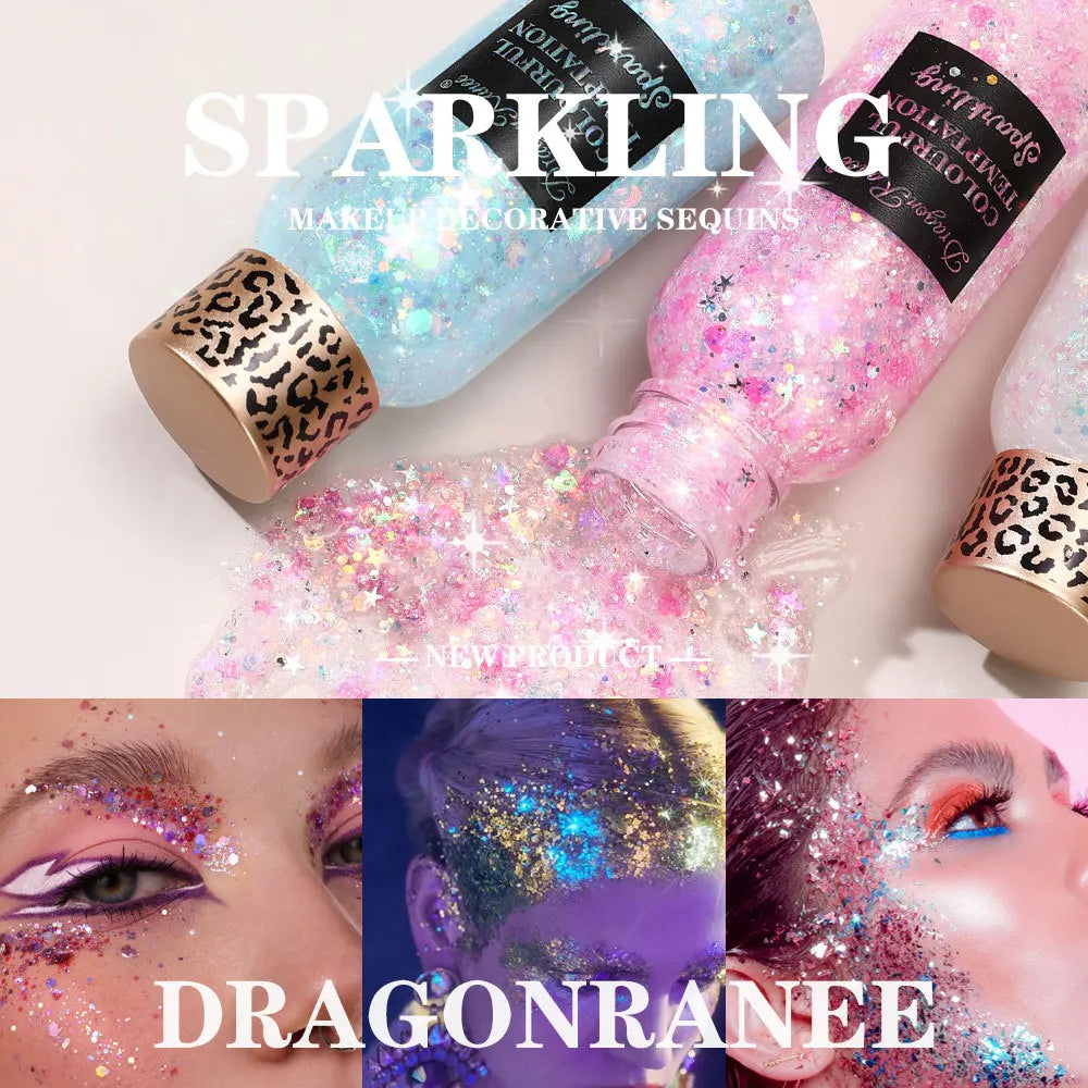 Diamond Glitter Gel – Face Body Eye Nail Hair Makeup | 12 Colors Body Glitter Gel PRIMED