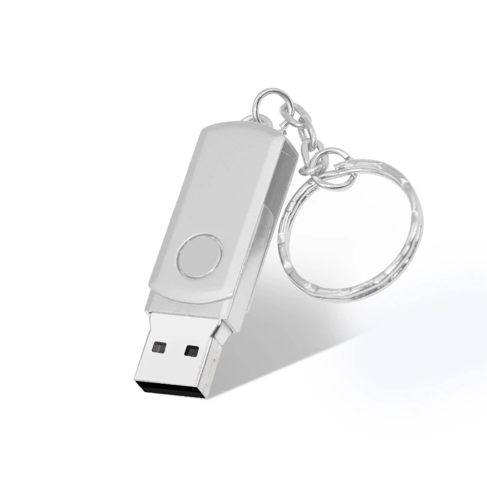 Waterproof Metal Rotating USB Flash Drive 8GB–128GB USB 2.0 USB Flash Drive PRIMED 8 GB Silver