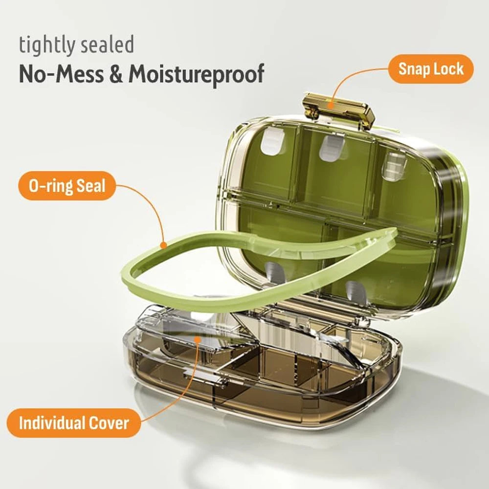 Travel Pill Organizer – 3-Layer Folding, 10 Compartments