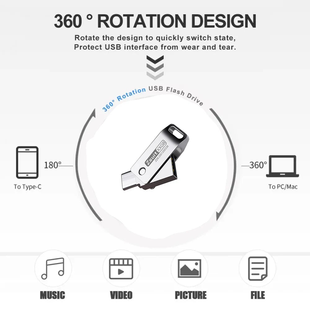 Zsuit 2-in-1 USB 3.0 & Type-C Flash Drive | Custom Logo