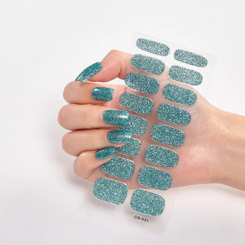 Semi-Cured Gel Nail Wraps Full Cover Stickers – 16pc Set