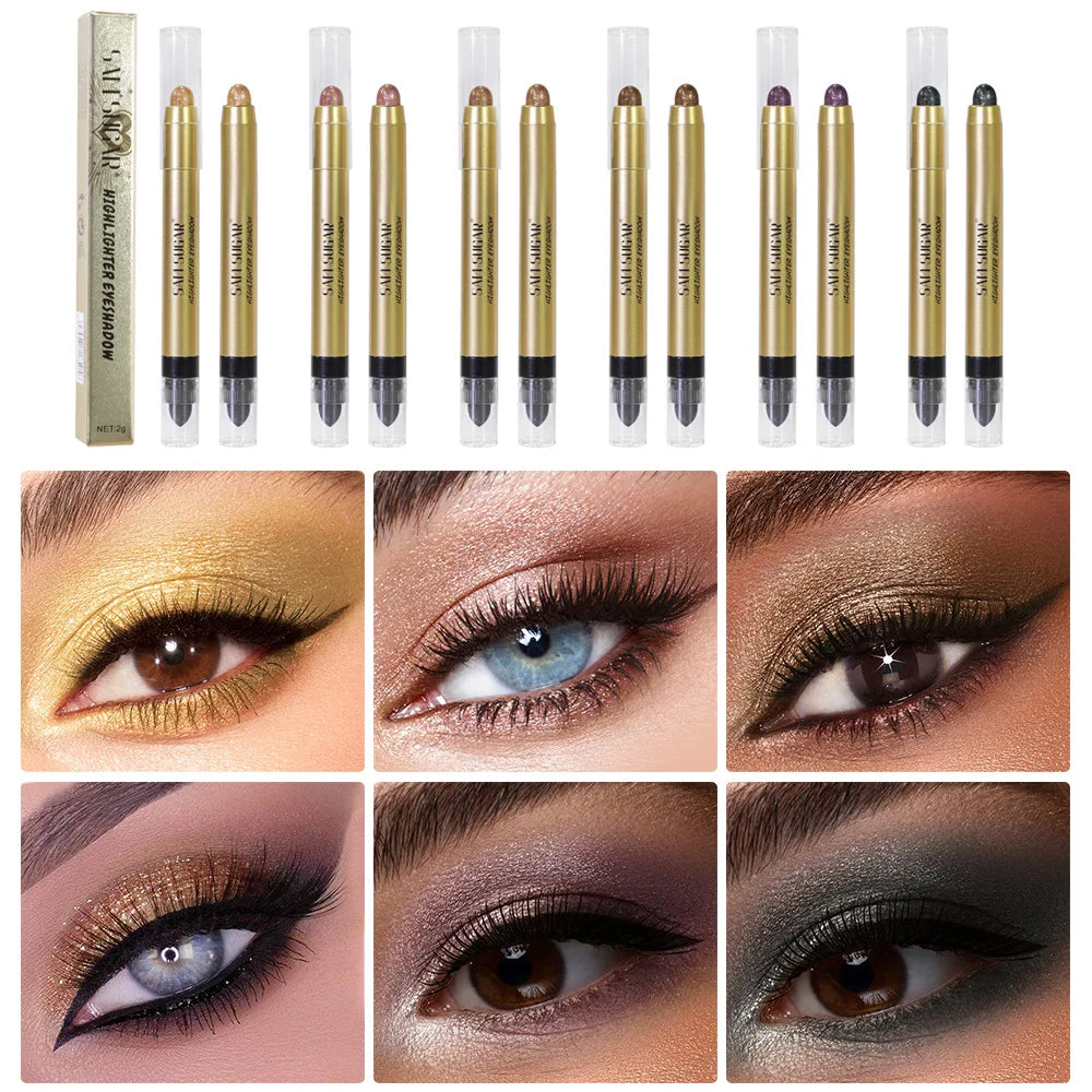 Double-Ended Eyeshadow Stick & Brush – 6 Pearlescent Shades Eyeshadow Stick PRIMED