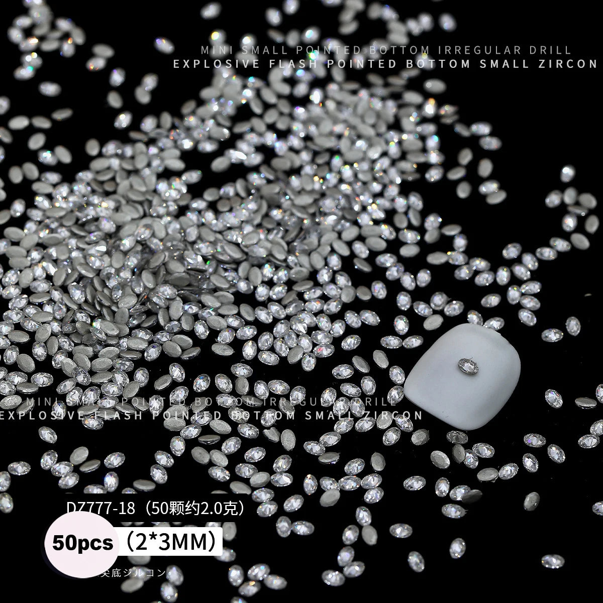 50Pcs Pink Zircon Nail Rhinestones Heart & Oval Manicure Charms Nail Art Rhinestones PRIMED ZD120-1