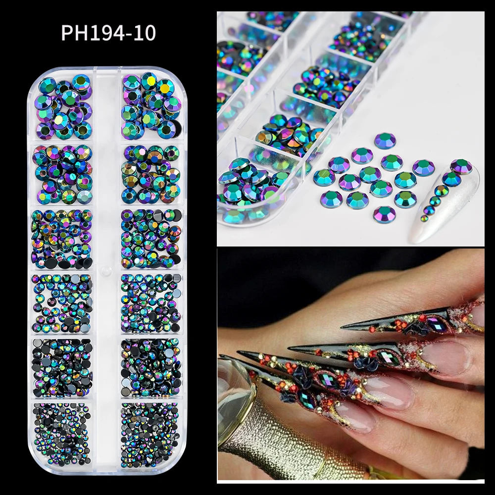 2000Pcs Flat Back Crystal Rhinestones Mix SS6–SS30 Nail Art Nail Art Rhinestones PRIMED 10