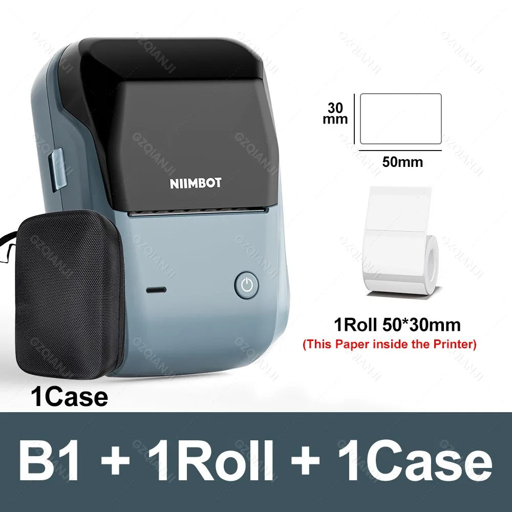 Niimbot B1 Bluetooth Thermal Label Printer – 2 Inch Portable Thermal Label Printer PRIMED B1 Add 1Roll Case