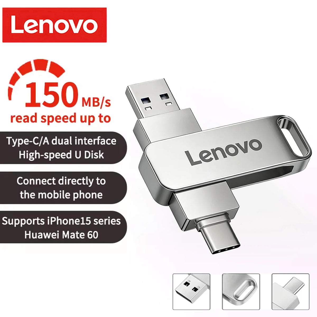 Lenovo OTG USB 3.2 Flash Drive 1TB 512GB Metal Type-C Pendrive USB Flash Drive PRIMED