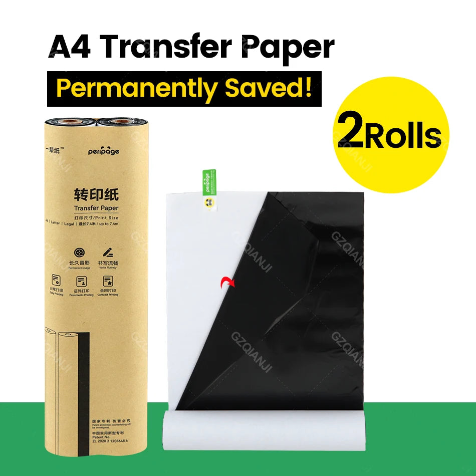 PeriPage A4 Thermal Paper for A40 Printer | 10-Year Storage Thermal Printer Paper PRIMED 2-A4 Transfer Paper