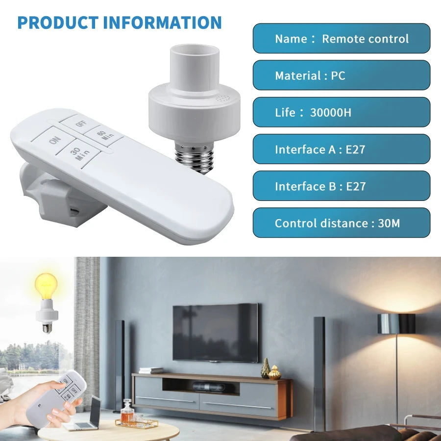 E27 Smart Lamp Socket – Timer Switch & Wireless Remote Smart Lamp Socket PRIMED