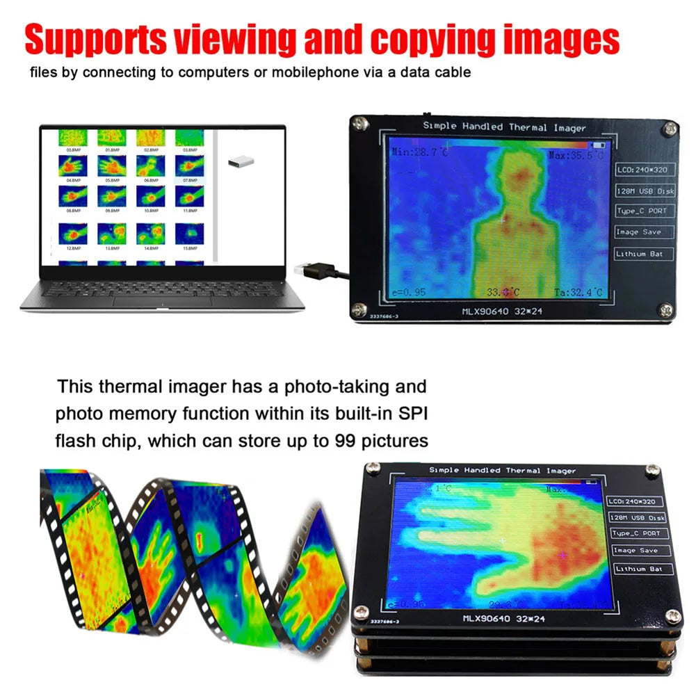 MLX90640 Handheld Infrared Thermal Imager | 2.8" TFT -40~300°C Infrared Thermal Imager PRIMED
