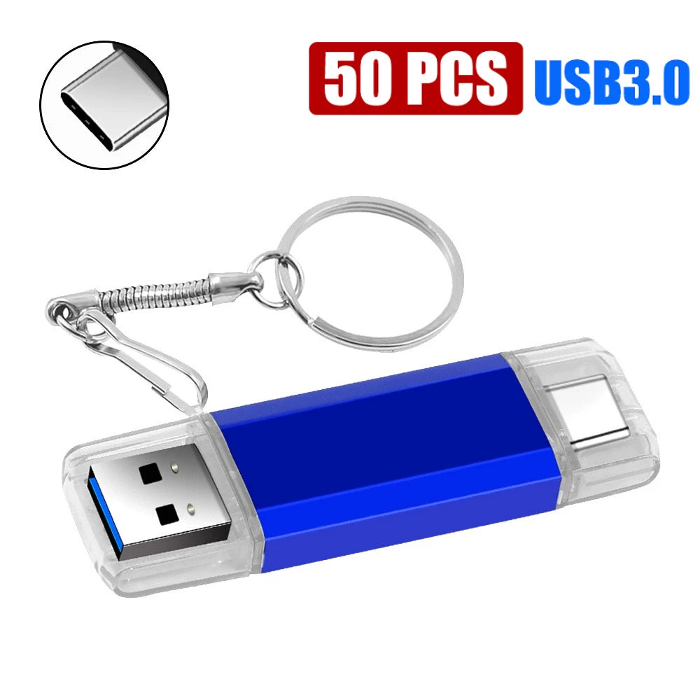 USB 3.0 Type-C 2-in-1 Flash Drive 8GB–128GB | Bulk 10/50 Pack USB Flash Drive PRIMED 4GB Blue 50PCS China Mainland