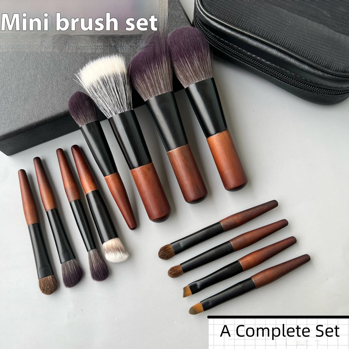 12-Piece Mini Travel Makeup Brush Set with Carry Bag