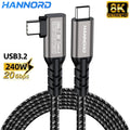USB-C 3.2 Gen 2 Cable 20Gbps 8K 240W Fast Charging | Hannord USB-C Cable PRIMED Grey 0.5m