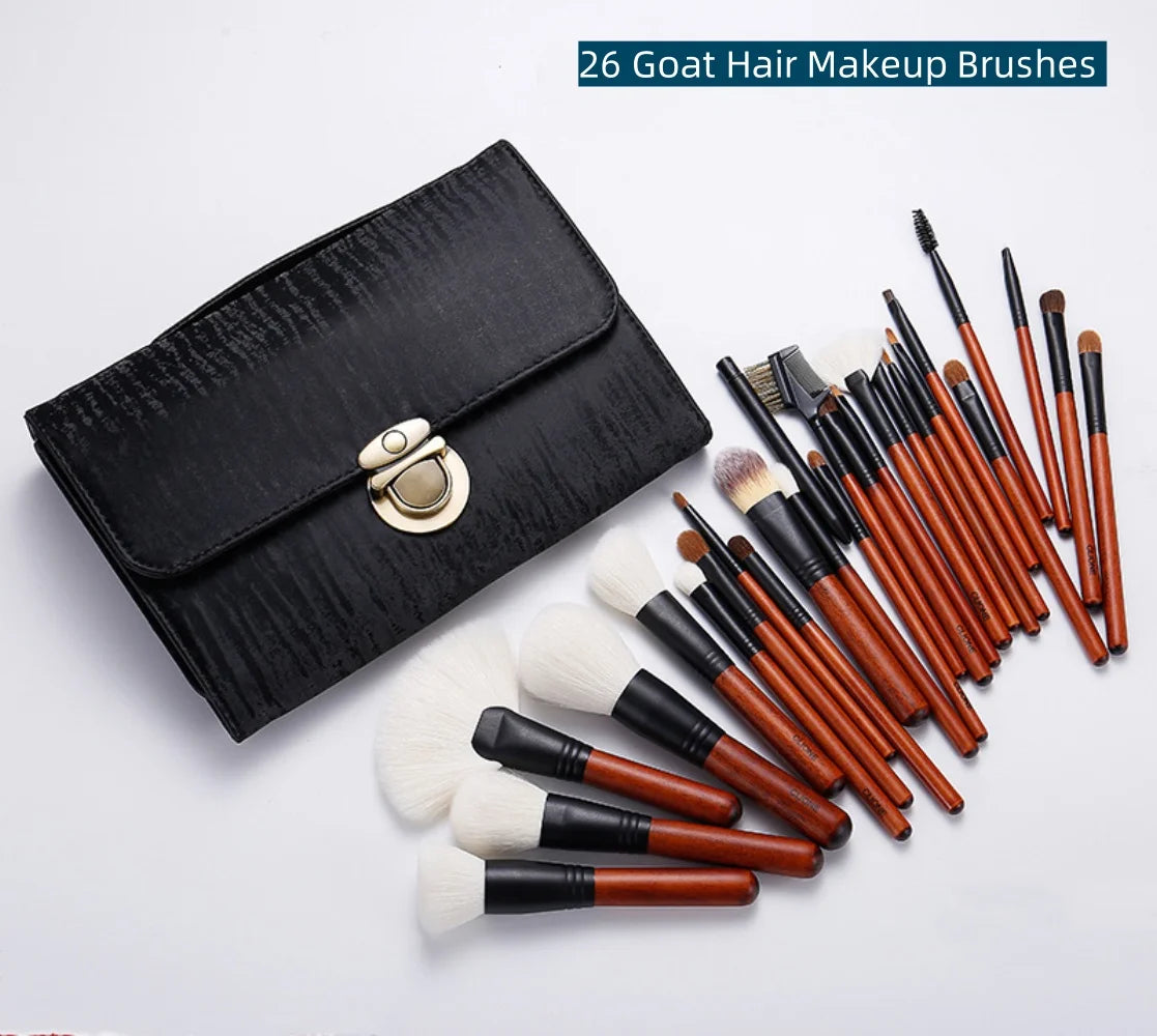 26-Piece Goat Hair Makeup Brush Set – Full Professional Kit