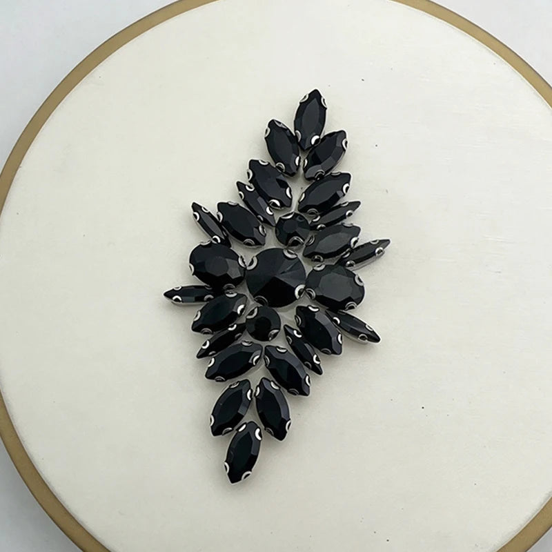 Iron-On Rhinestone Floral Applique – Crystal Patch for Bridal DIY