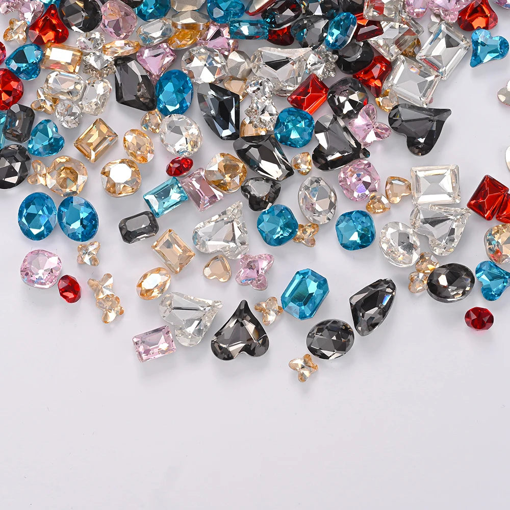 12-Grid Mixed Rhinestone Nail Charms – Crystal Glitter Gems Nail Art Gems PRIMED