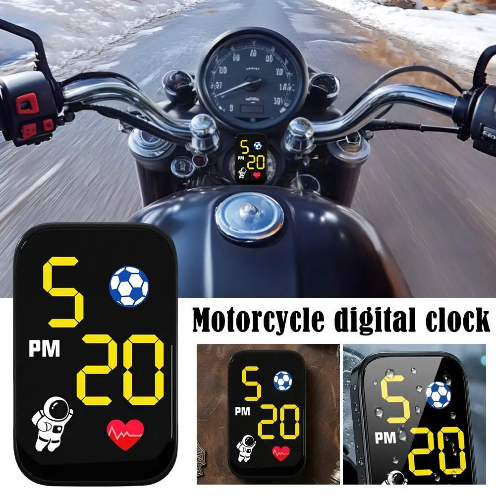 Waterproof Mini Motorcycle Digital Clock LED Dash Mount Watch