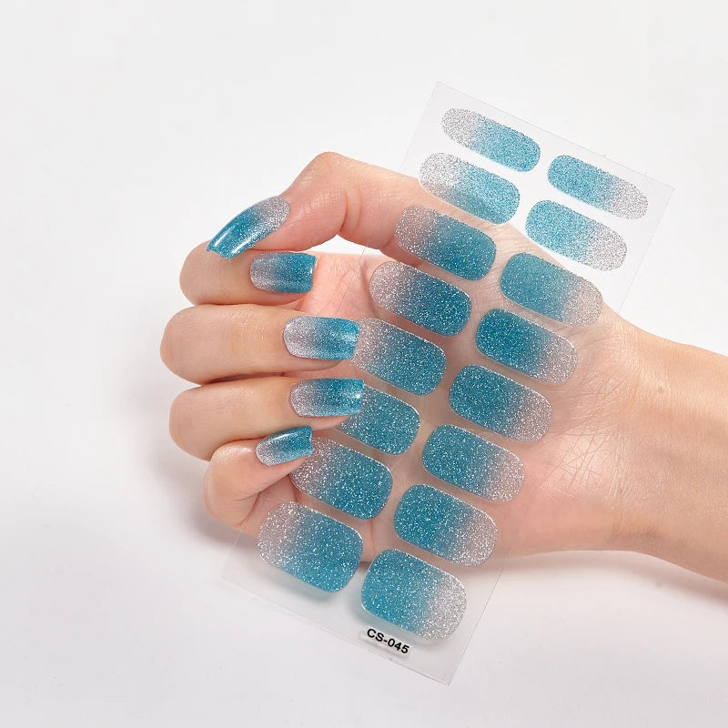 Semi-Cured Gel Nail Wraps Full Cover Stickers – 16pc Set