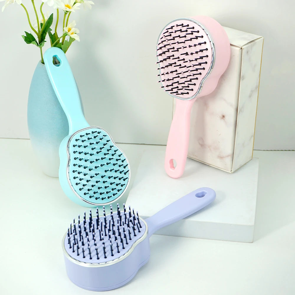 Self-Cleaning Cushion Hairbrush – Anti-Static Detangling Detangling Hairbrush PRIMED