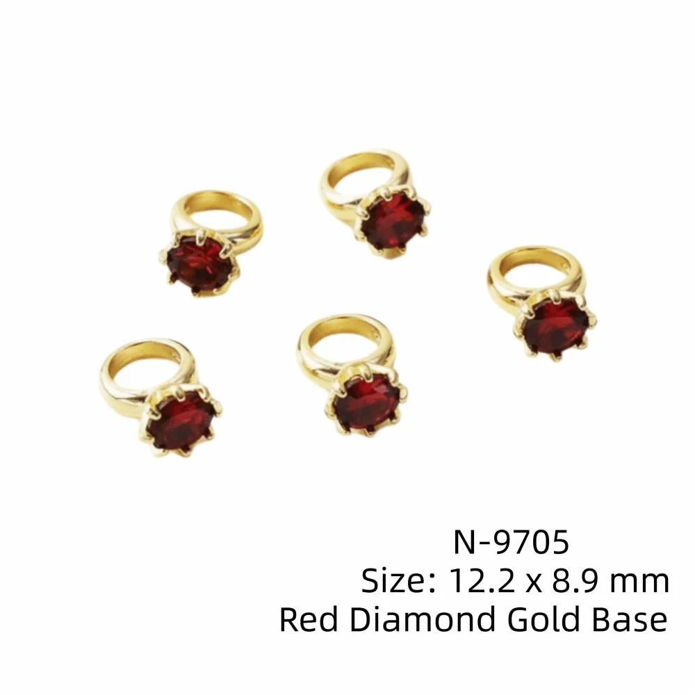 3D Zircon Nail Art Rhinestones – Diamond Manicure Charms 5pc Nail Art Rhinestones PRIMED Gold 3