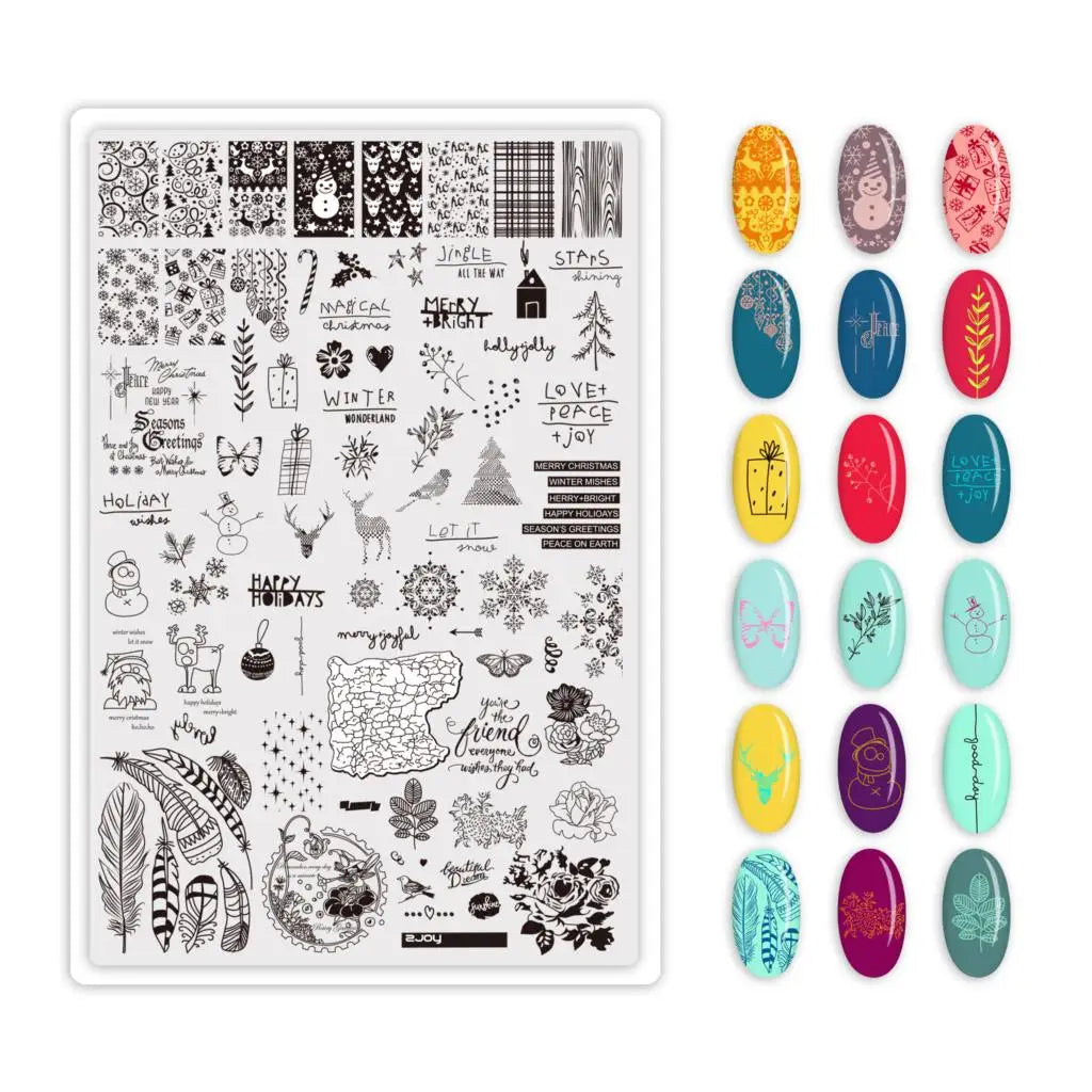 Large Nail Stamping Plate 9.5x14.5cm – Flowers, Animals & Geometry Nail Stamping Plate PRIMED 70