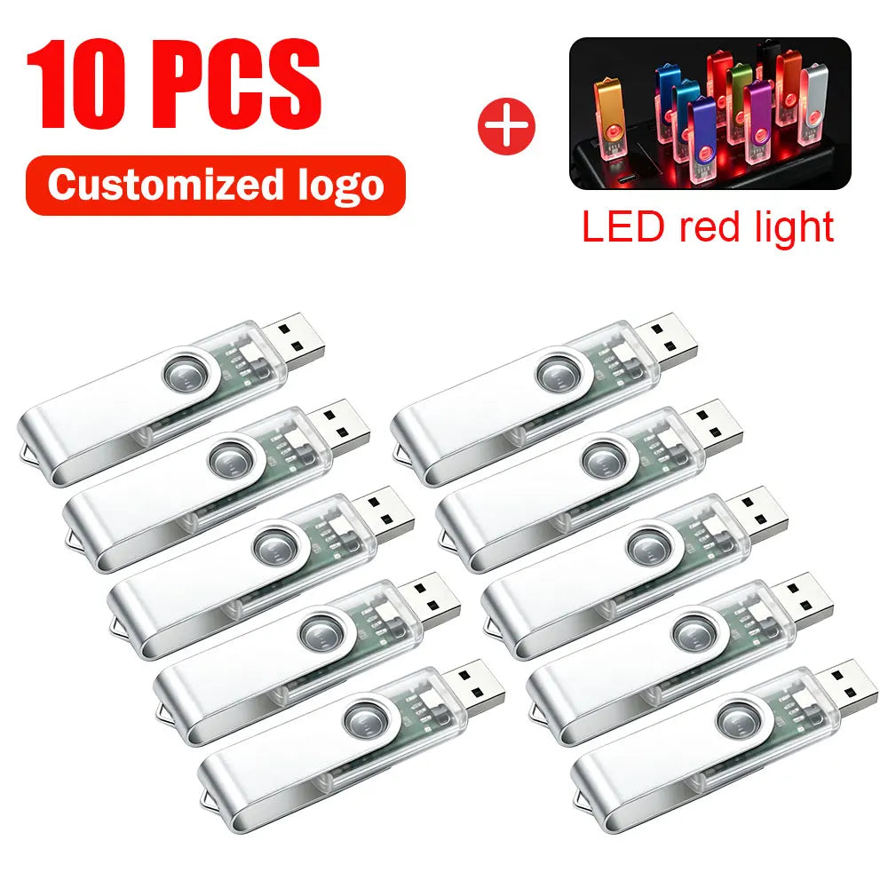 10-Pack Custom Logo Metal USB Flash Drives 256MB–128GB USB Flash Drive PRIMED 2GB x 10PCS silver-A