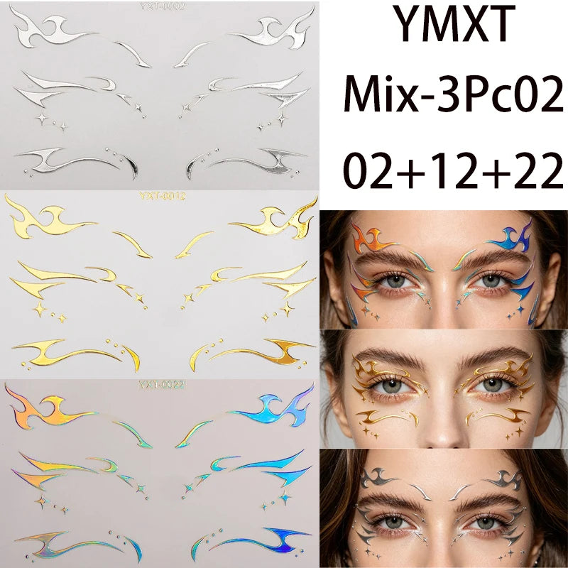 Holographic Laser Eyeliner Stickers – Waterproof Face Art Decals