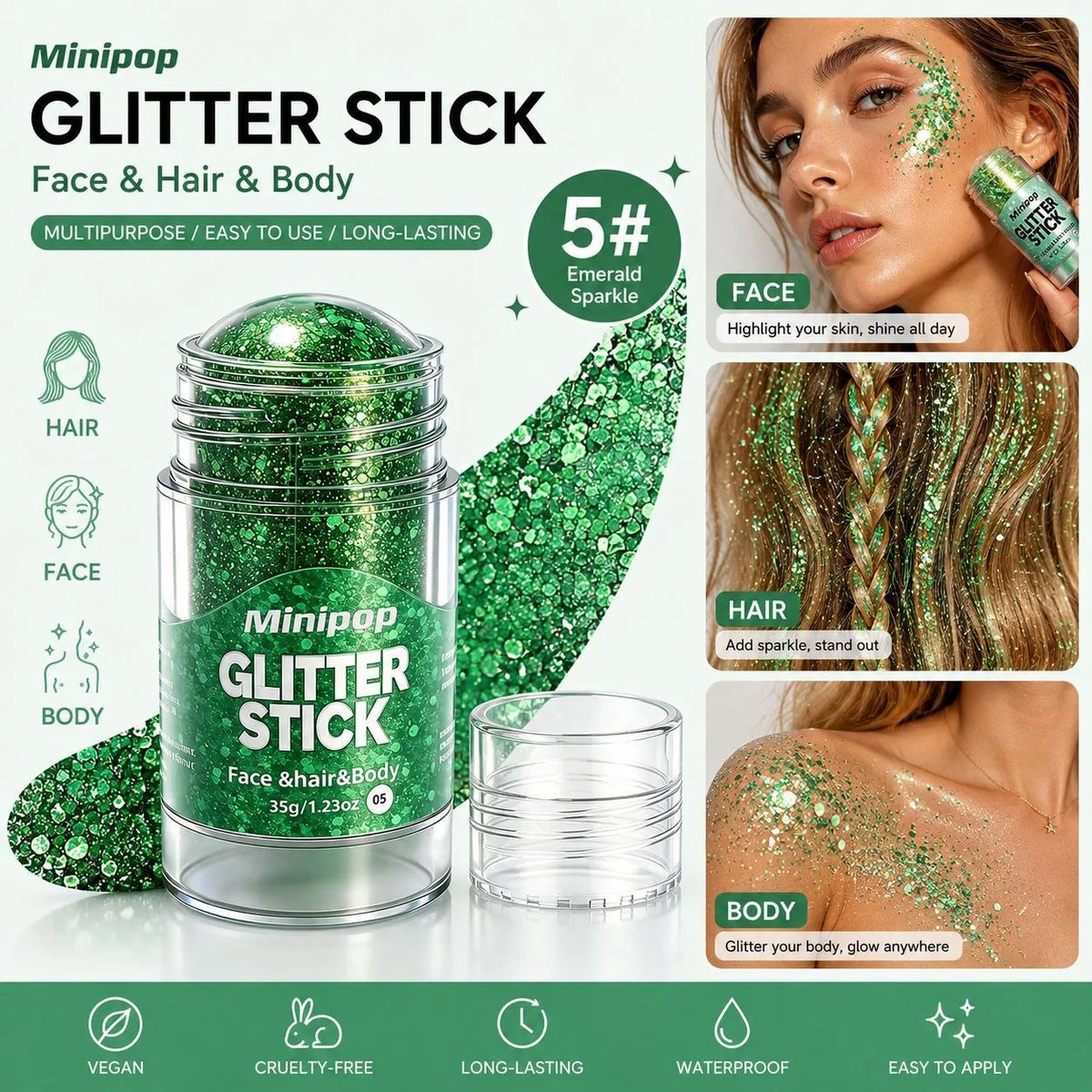 Star Sequin Glitter Stick – Face, Body & Hair Shimmer Makeup