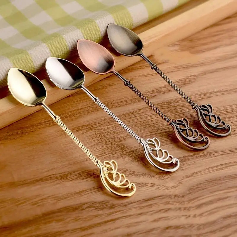 Vintage Mirror-Polished Coffee Spoons Set of 2 | Zinc Alloy