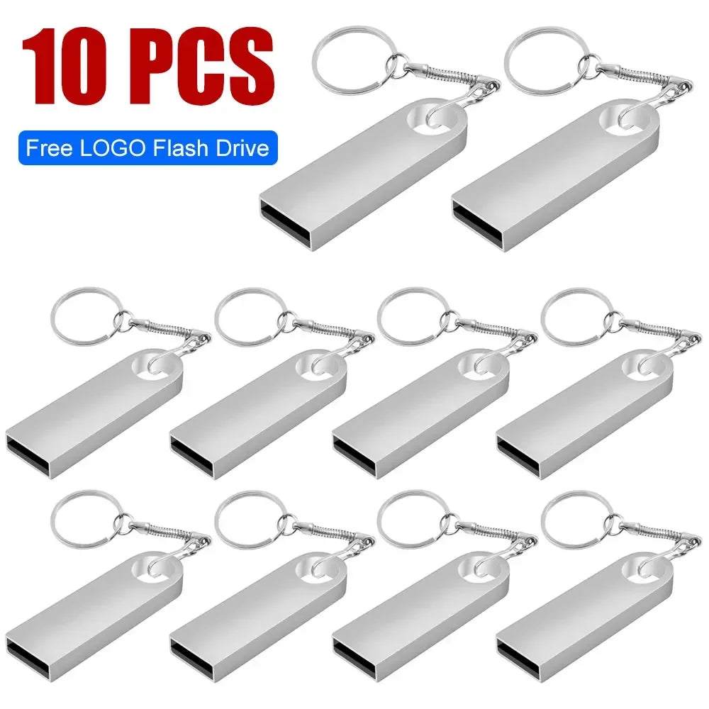 10-Pack Waterproof Silver USB Flash Drives 4GB–64GB USB Flash Drive PRIMED