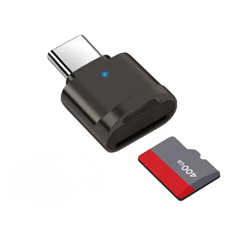 USB-C TF Card Reader with LED Indicator – Plug & Play USB Card Reader PRIMED Gray