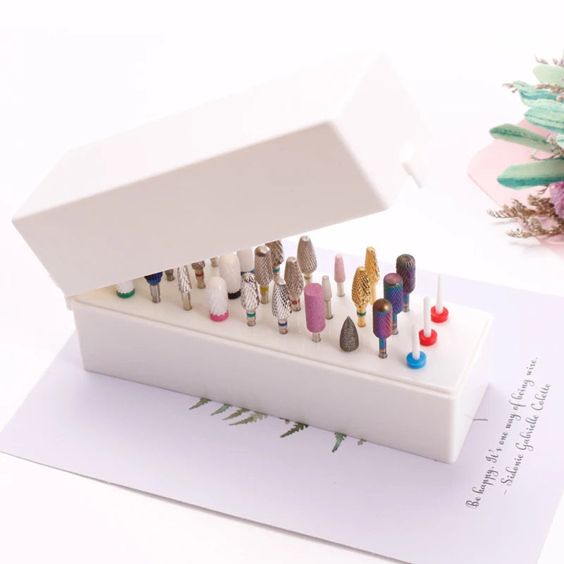 30-Hole Nail Drill Bit Storage Box | Manicure Organizer