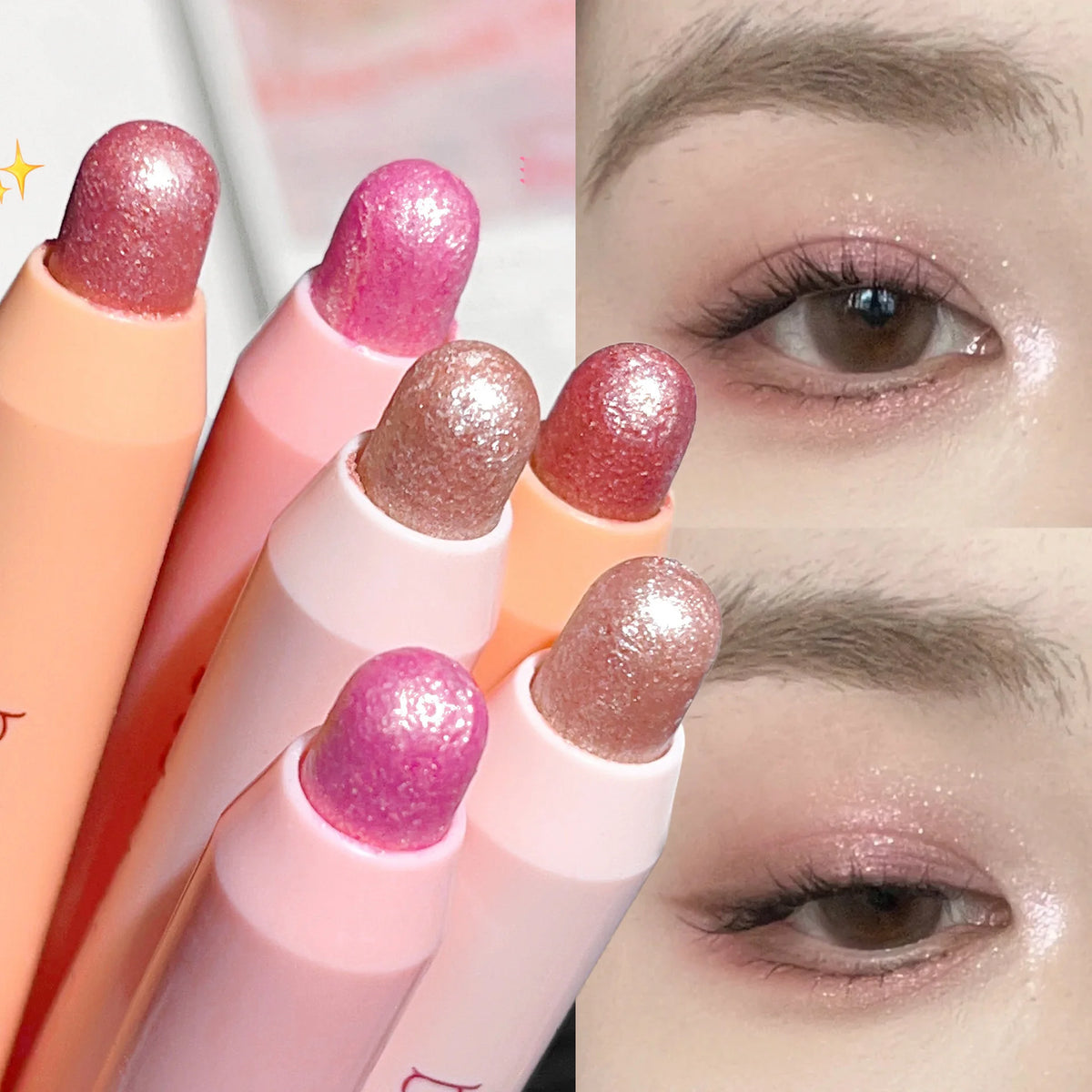 Peach Shimmer Eyeshadow Stick | Glitter Highlighter Pencil Eyeshadow Highlighter Stick PRIMED