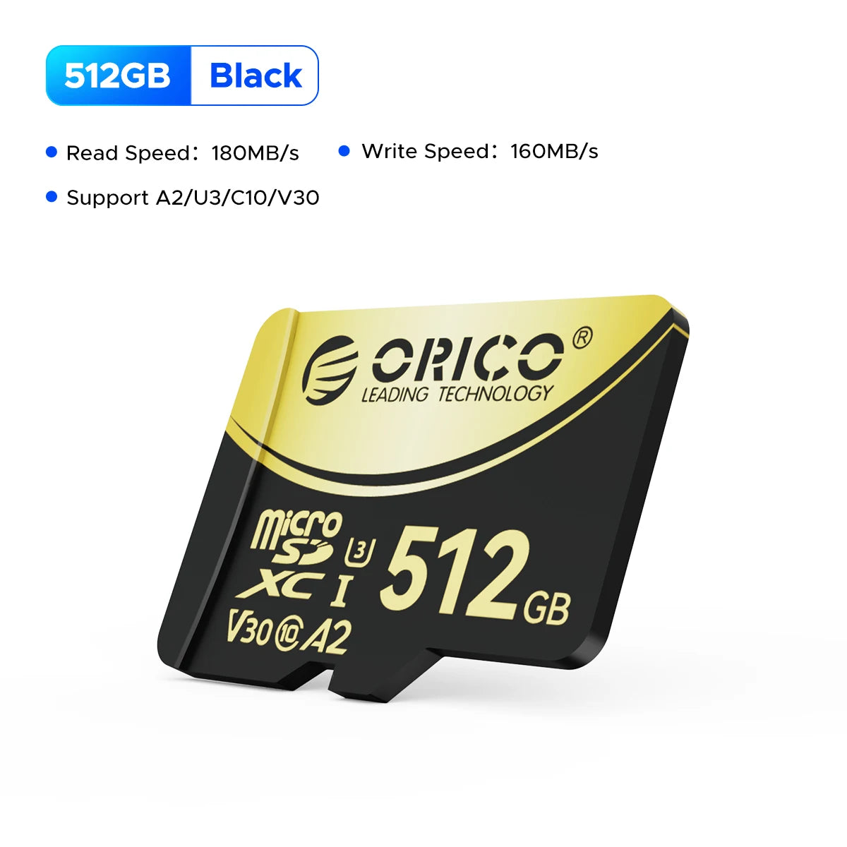 ORICO 512GB microSDXC Card – 180MB/s 4K UHD A2 V30 U3 MicroSD Memory Card PRIMED PRO Plus 512GB China Mainland