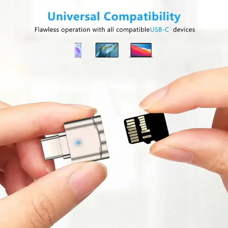 USB-C TF Card Reader with LED Indicator – Plug & Play USB Card Reader PRIMED