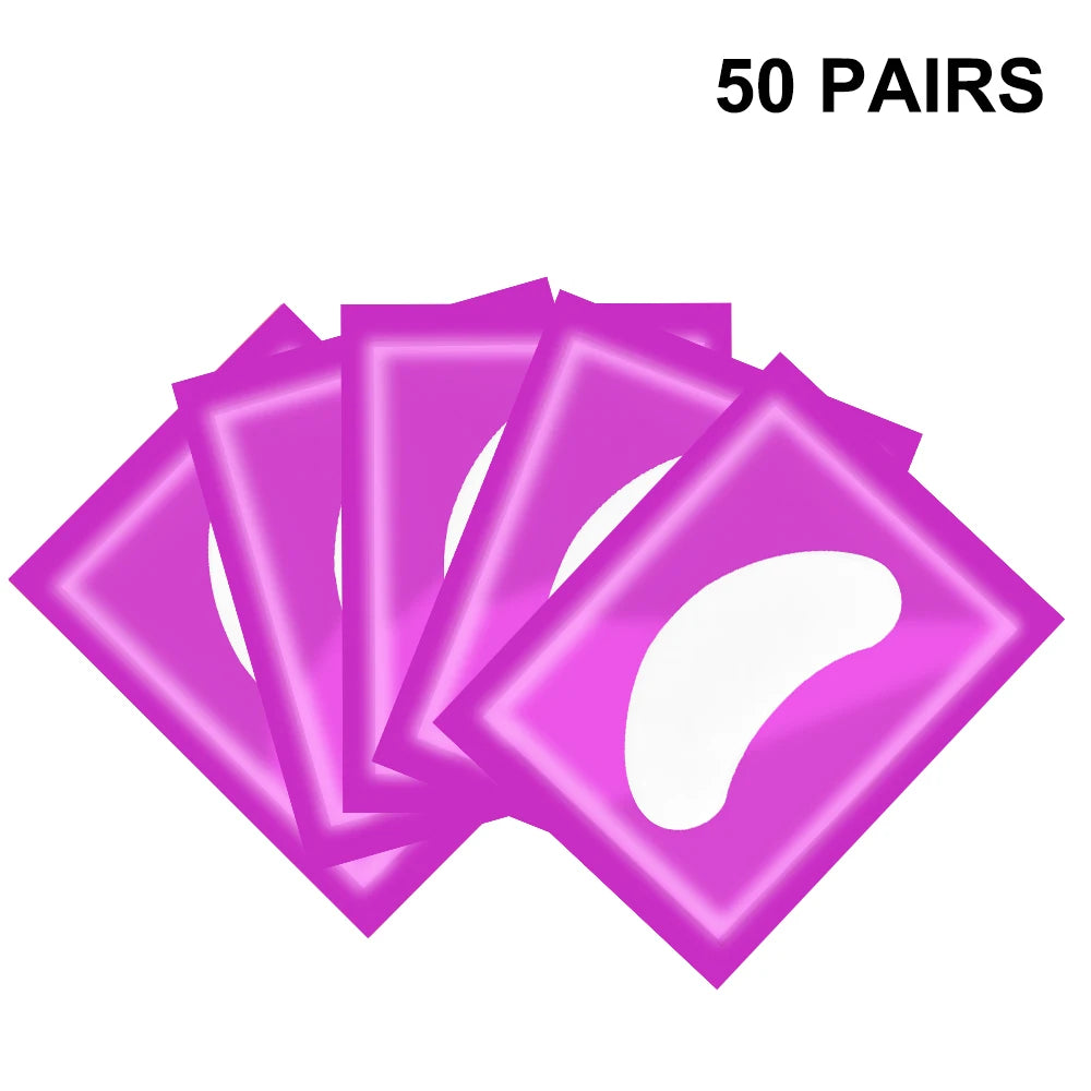 50 Pairs Hydrogel Under Eye Patches for Lash Extensions Lash Extension Pads PRIMED 50Pairs Purple