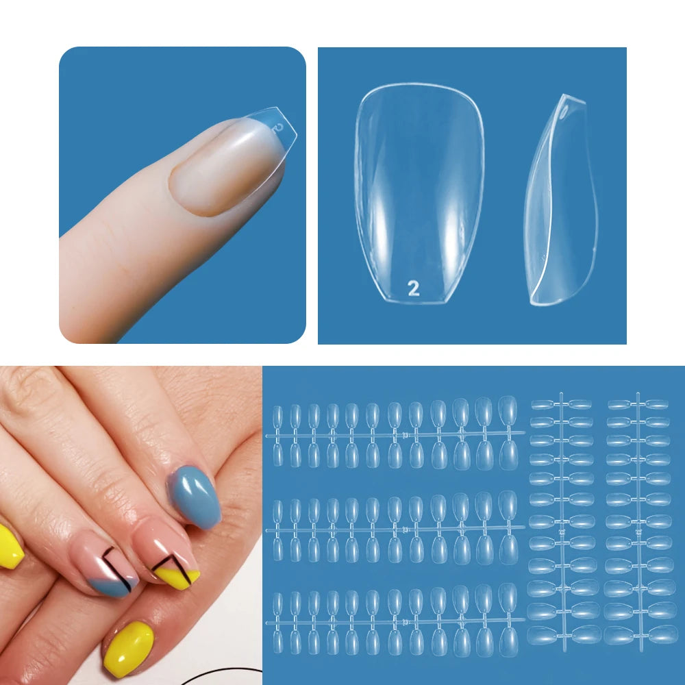 120pcs XXS Short Almond Soft Gel Full Cover Nail Tips – DIY Soft Gel Nail Tips PRIMED TD151-3