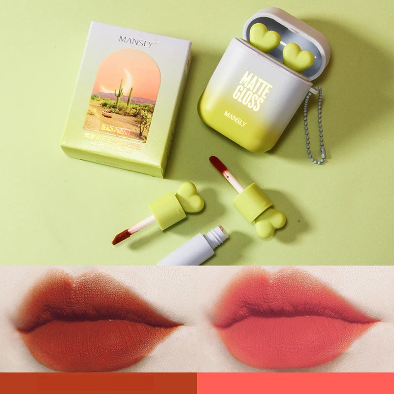 Velvet Matte Lip Gloss Set – Waterproof Long-Lasting | 2 Pcs