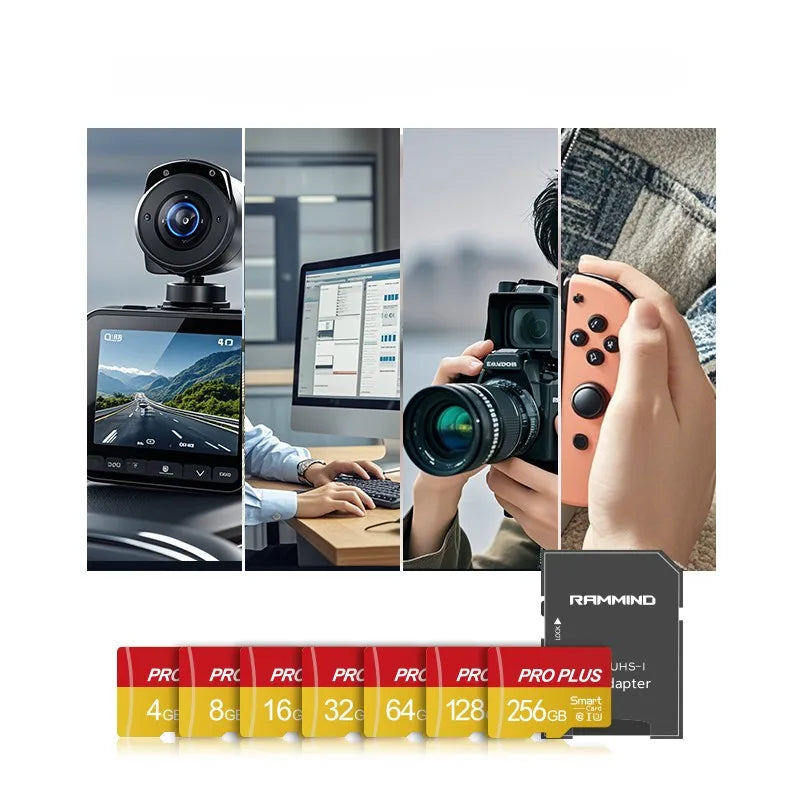 RANNIND Micro SD Card 8–128GB U3 V30 A1 + SD Adapter MicroSD Memory Card PRIMED