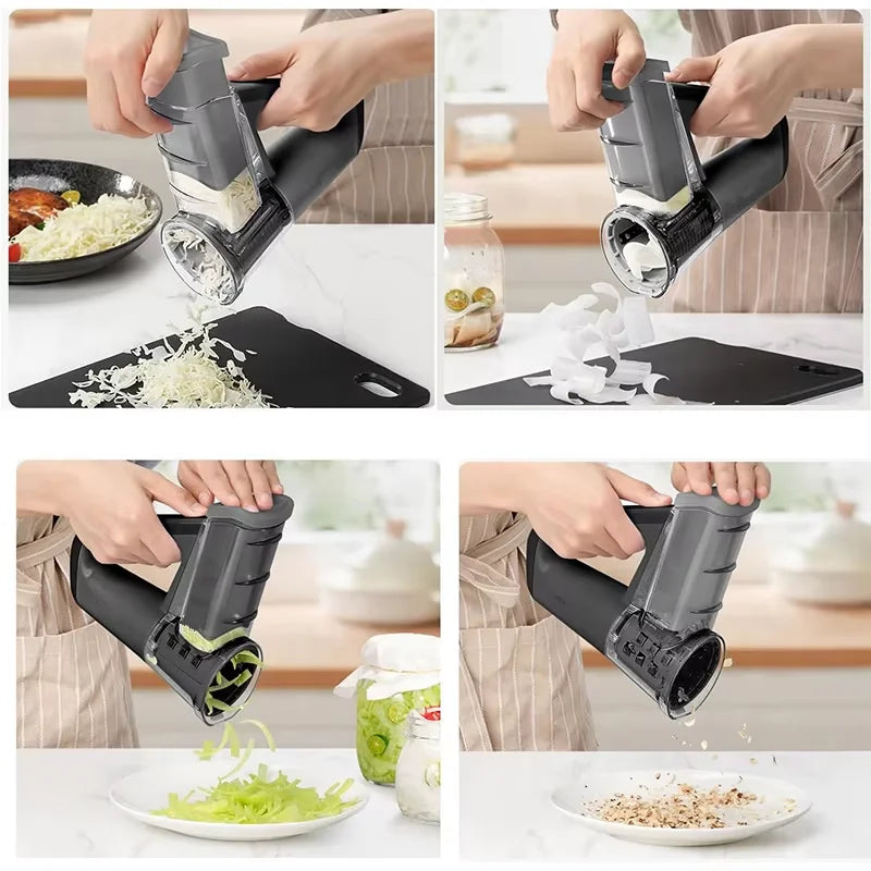 LMETJMA 40W Electric Cheese Grater & Salad Maker – 4 Blades Electric Food Grater PRIMED