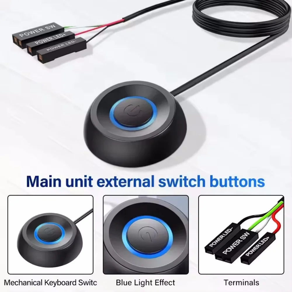 PC External Power Button Blue LED – Motherboard Switch Cable PC Power Switch PRIMED