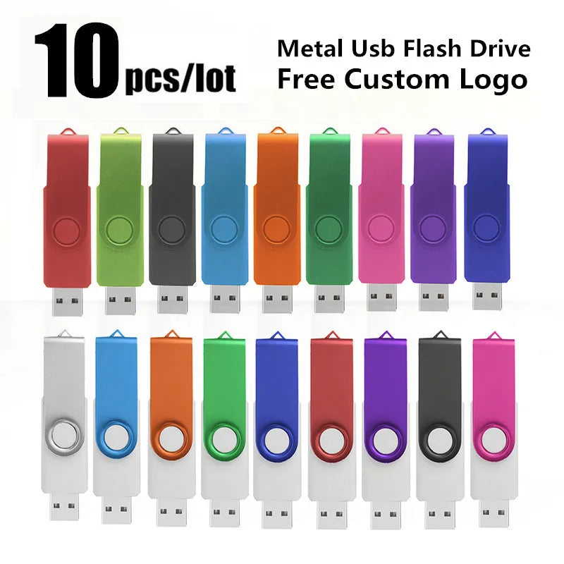 10-Pack USB Flash Drives 4GB–64GB Swivel Pen Drive Memory Stick USB Flash Drive PRIMED