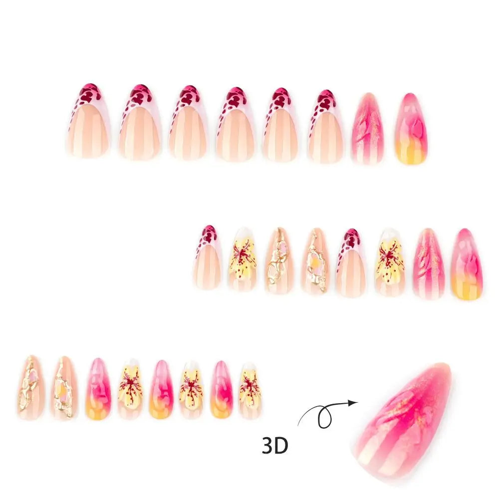 Aurora French Press-On Nails – Long Almond Tips 24pcs