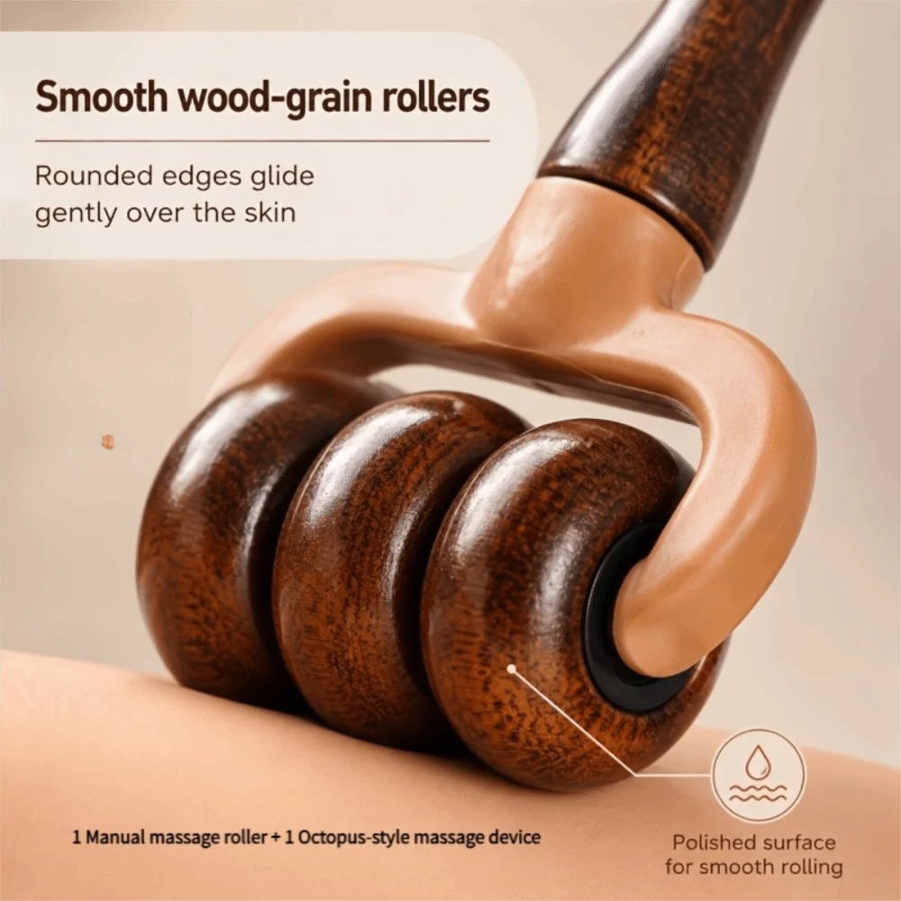 Wooden Handheld Massage Roller – Arms, Legs & Body