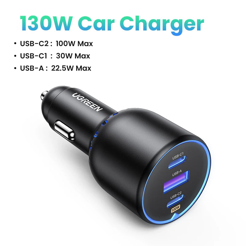 UGREEN 130W Car Charger 3-Port USB-C PD Fast Charging Car Charger PRIMED 130W Car Charger China Mainland