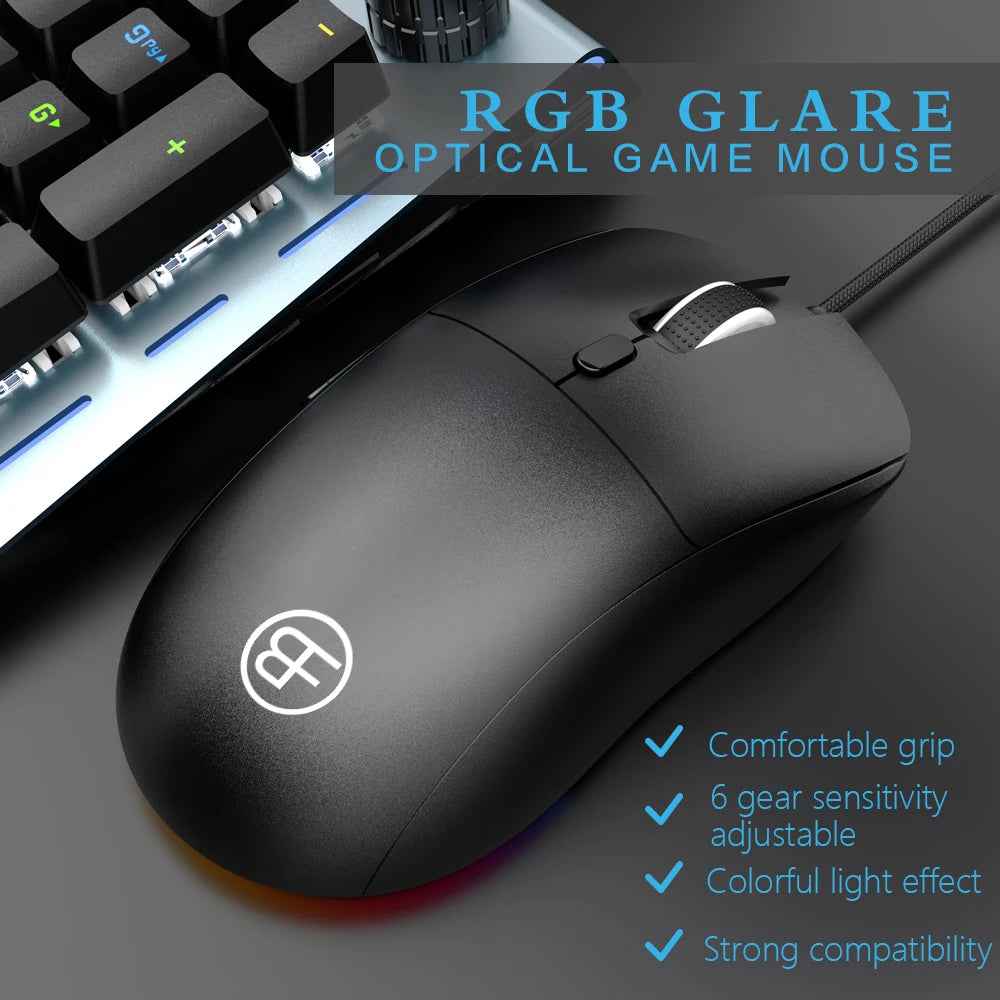 USB Wired Mouse – 6-Button Ergonomic DPI Adjustable Backlit Wired Computer Mouse PRIMED