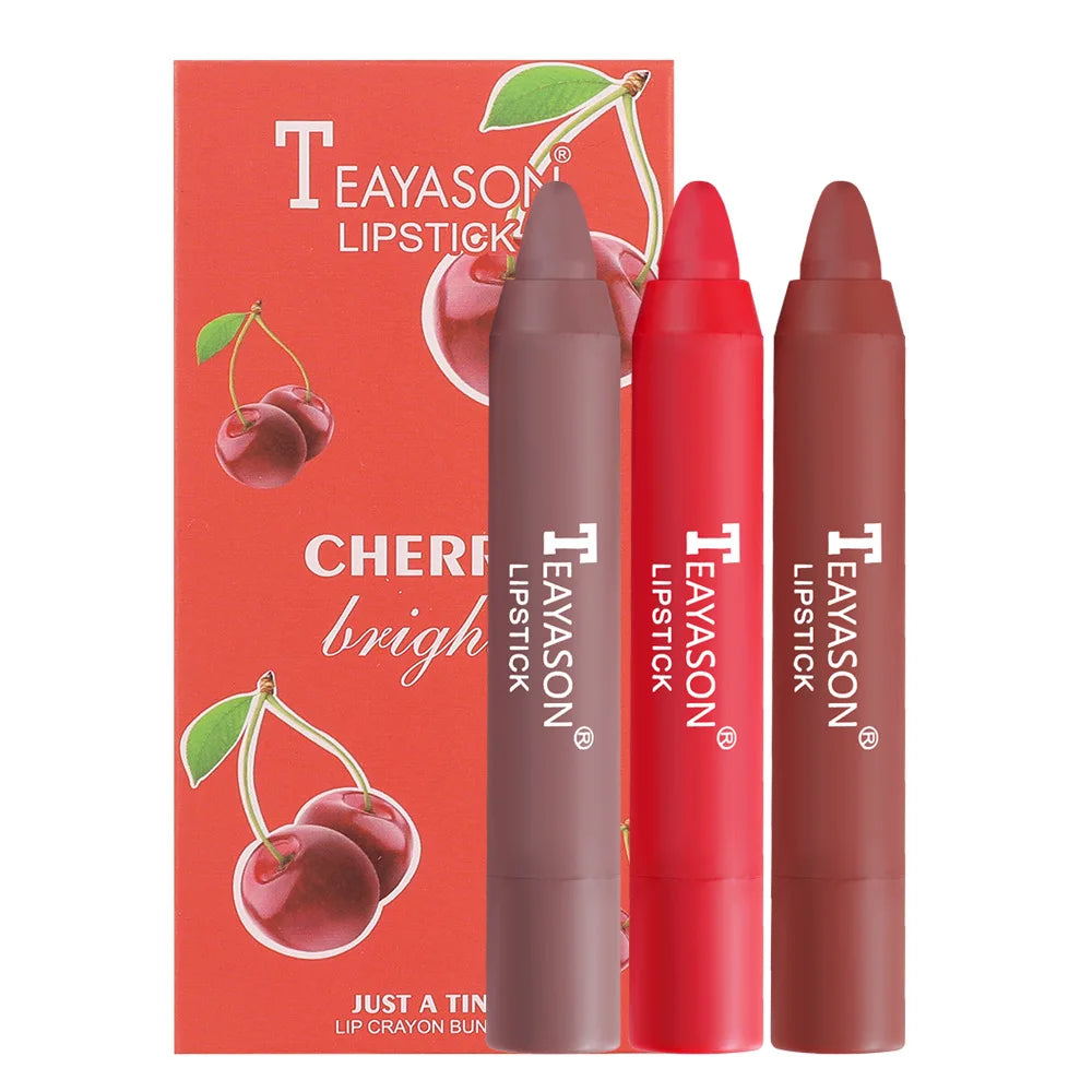 TEAYASON Matte Lipstick Set 3pcs – Waterproof Velvet Long-Lasting