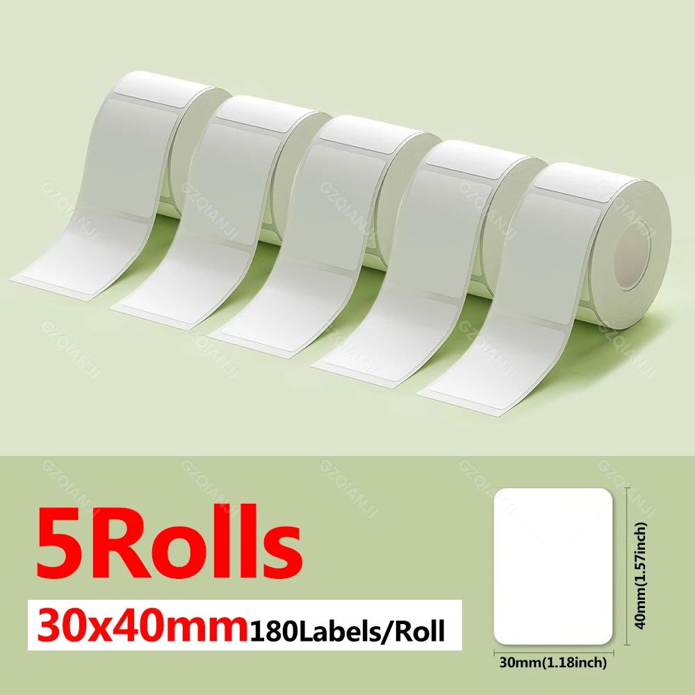 Niimbot Thermal Label Rolls 5-Pack | Waterproof B1 B21 B203 Thermal Label Rolls PRIMED 5WH 30-40mm