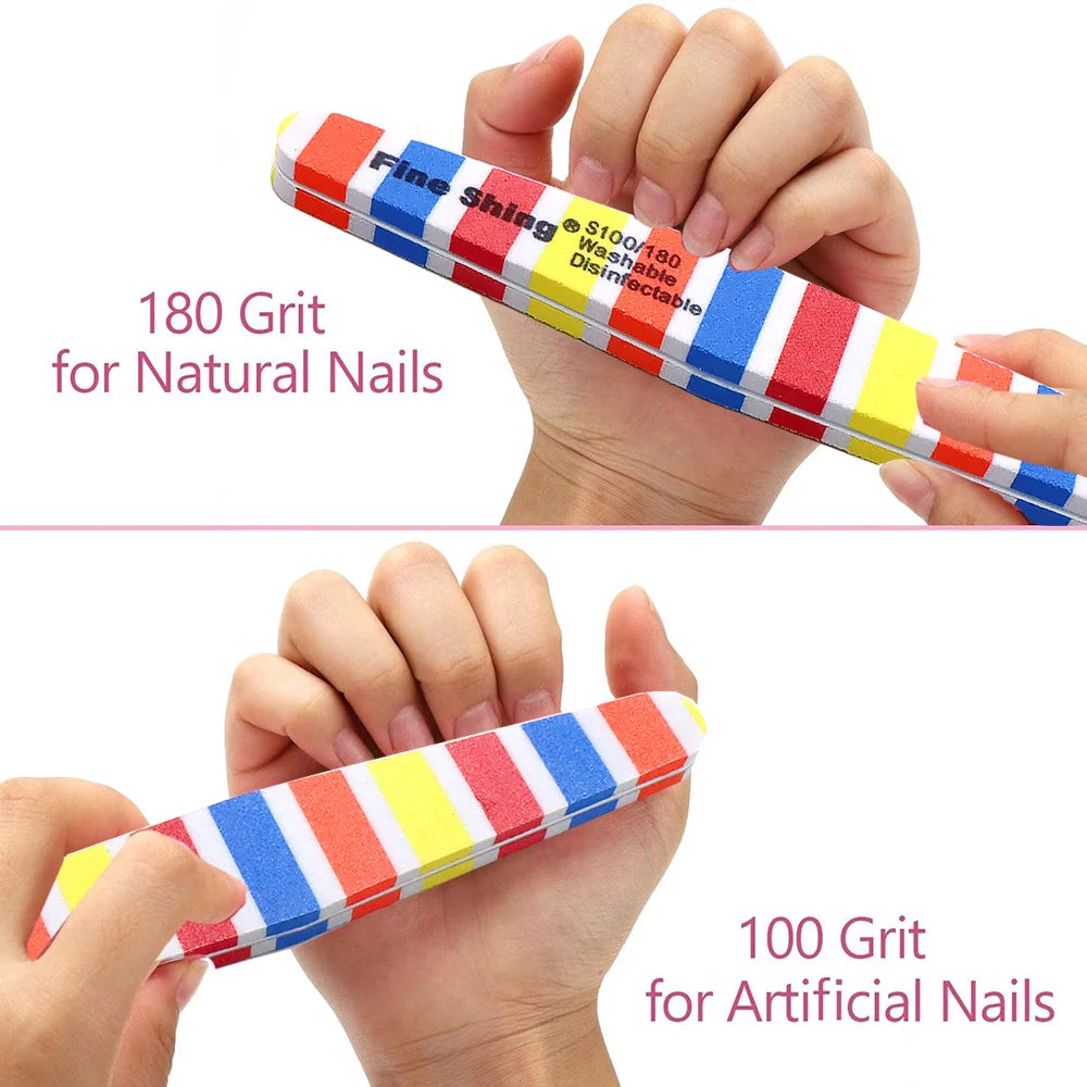 JEARLYU Double-Sided Sponge Nail Files 100/180 Grit | 2–20 Pcs Nail File PRIMED